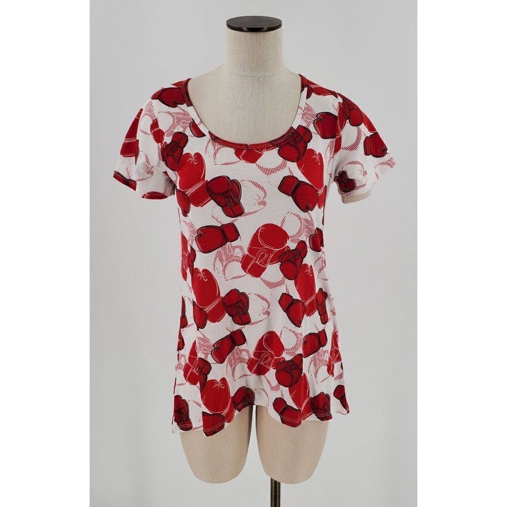 LuLaRoe Classic T Tee Shirt Boxing Gloves Red White Size Medium